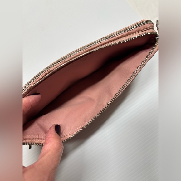 Lululemon Now and Always Pouch Salmon Pink Silver Hardware Removable Wrist Strap - Picture 6 of 11